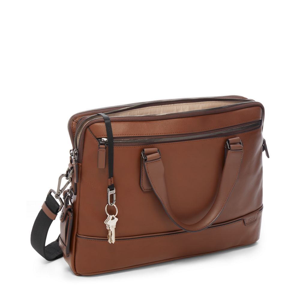 Tumi Harrison Sycamore Slim Brief Cognac